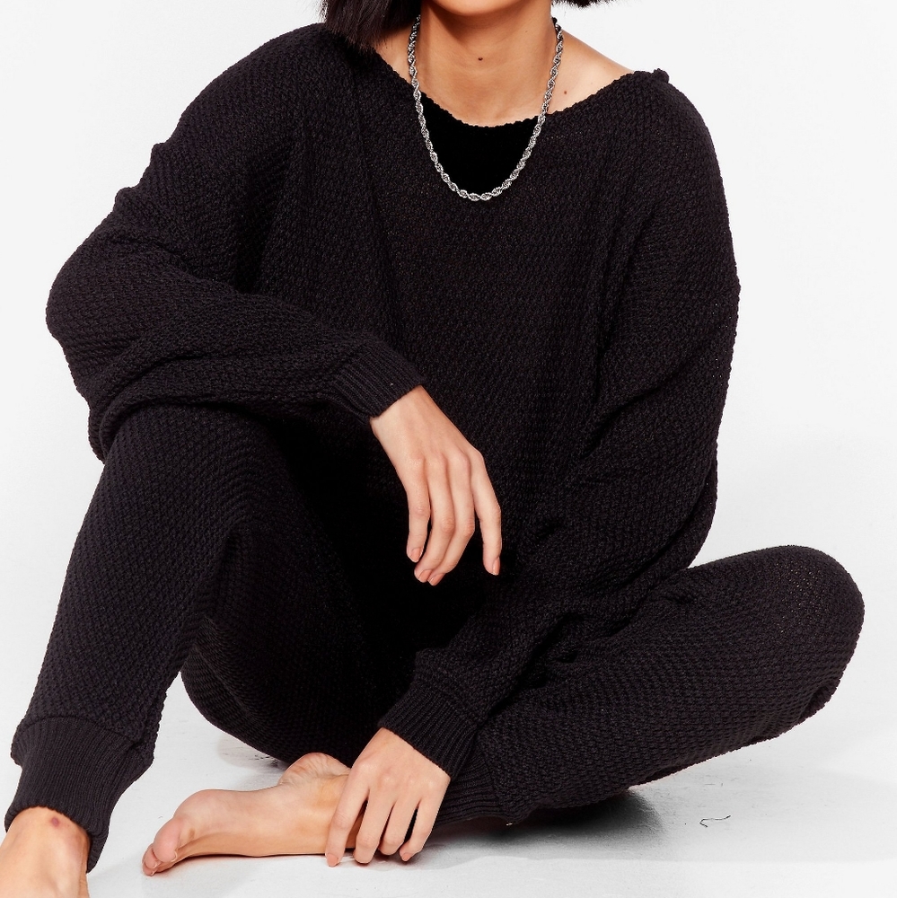 NastyGal Knit Happens Jogger Lounge Set sz Large!